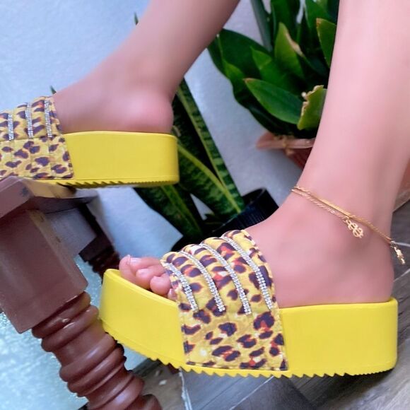 Leopard Platform Rhinestone Sandal - Picture 3 of 5